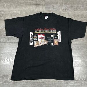 VTG Andrew Lloyd Webber Music of the Night Concert‎ Shirt XL Black Single Stitch